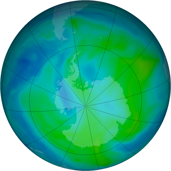 Antarctic ozone map for 07 February 2014